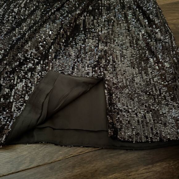 Jonathan Simkhai Monty wrap effect sequin mini dress size 6 brown - Picture 9 of 16